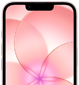 iPhone 17e, Teilansicht der Vorderseite mit Ceramic Shield 2, Farbe Hellrosa, zeigt ein Hintergrundbild mit einer rosa Blume