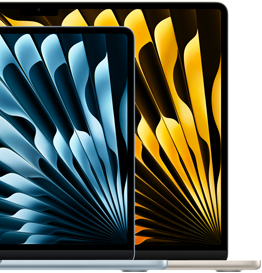 Zwei MacBook Air Laptops zeigen die Größenrelationen der Displays: 13.6